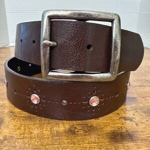 UNAVAILABLE -TILT Y2K  Pink Bling Brown Vegan Leather Belt Womens Medium Wes